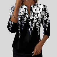 Karin | Sweatshirt met bloemenprint en korte rits