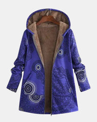 Elsbeth | Marineblauwe fleece hoodie met Mandala-patroon