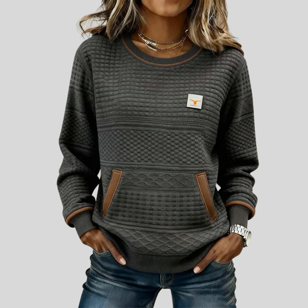 Mies | Gestructureerd colour-block sweatshirt met ronde hals