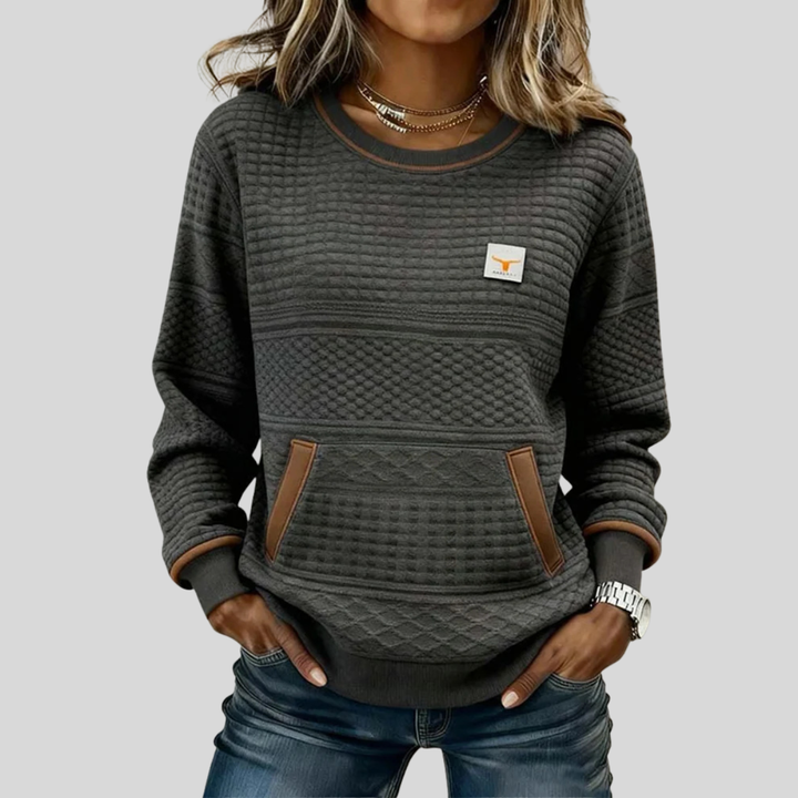 Mies | Gestructureerd colour-block sweatshirt met ronde hals