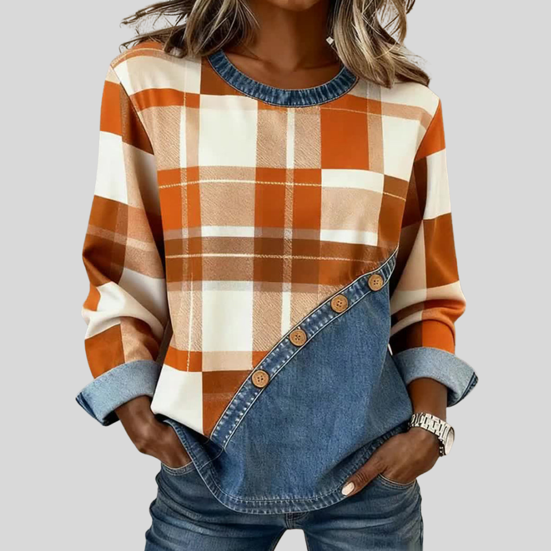 Tamara | Patchwork pullover met ruitjes