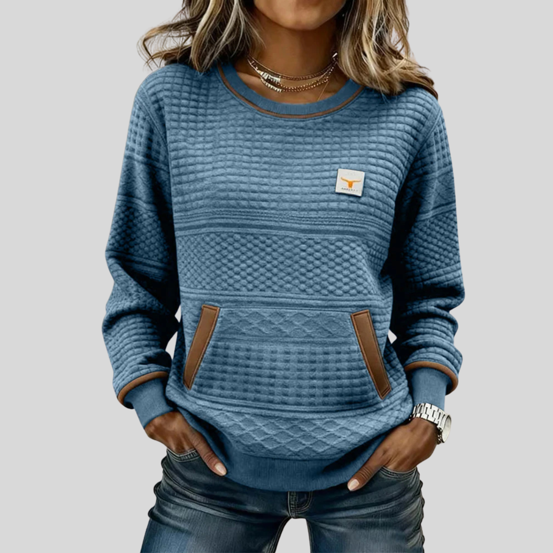 Mies | Gestructureerd colour-block sweatshirt met ronde hals