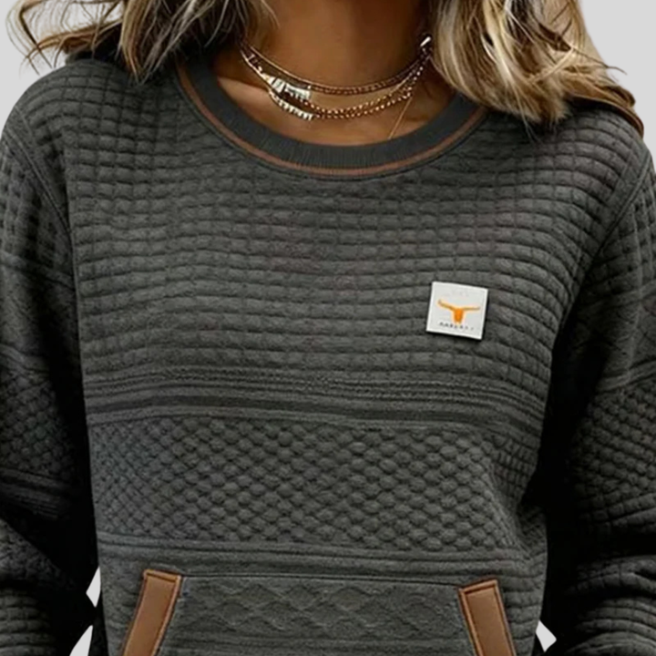 Mies | Gestructureerd colour-block sweatshirt met ronde hals