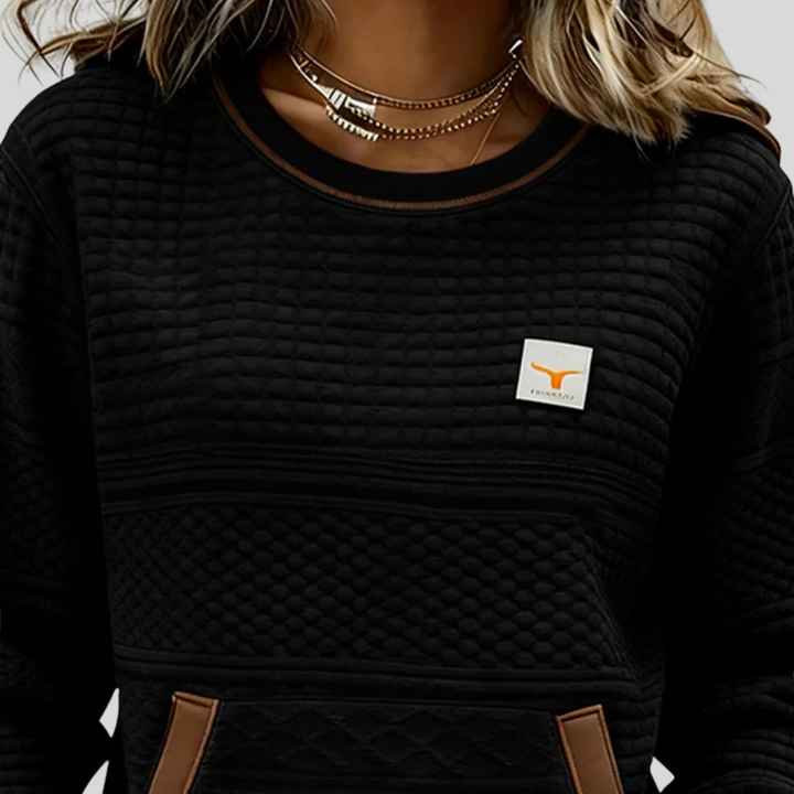 Mies | Gestructureerd colour-block sweatshirt met ronde hals