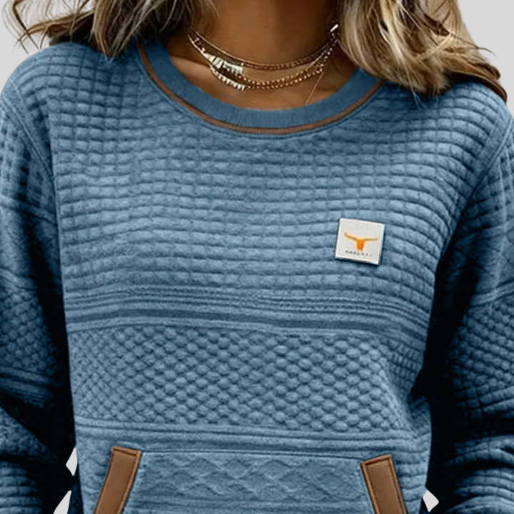 Mies | Gestructureerd colour-block sweatshirt met ronde hals