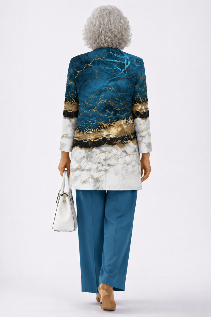 Tineke | Driedelige set in blauw en goud marmer