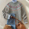 Greet | Gebreide trui met patroon in zachtgrijs