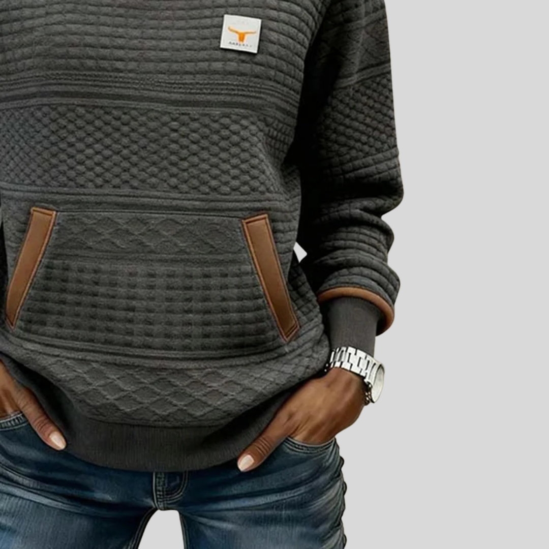 Mies | Gestructureerd colour-block sweatshirt met ronde hals