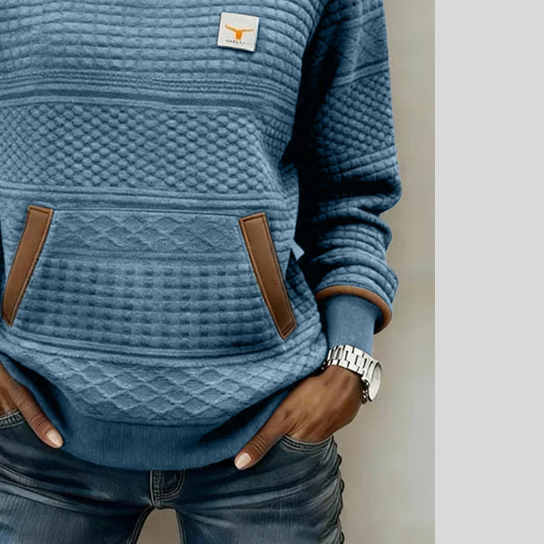 Mies | Gestructureerd colour-block sweatshirt met ronde hals