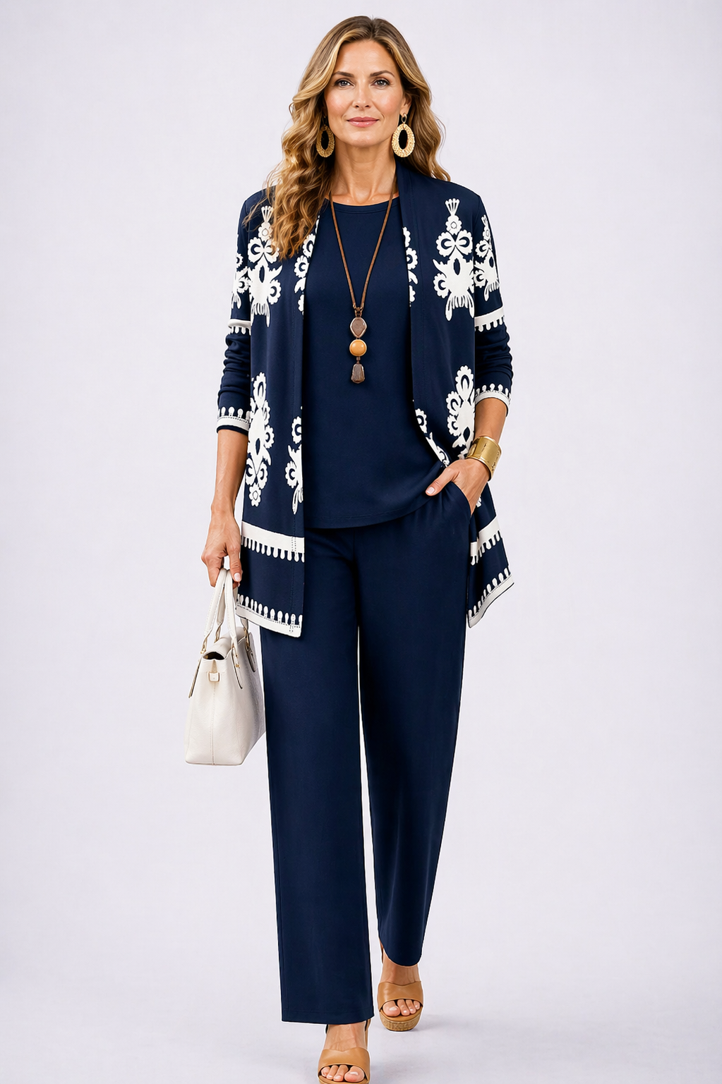 Carla | Driedelige set in marineblauw