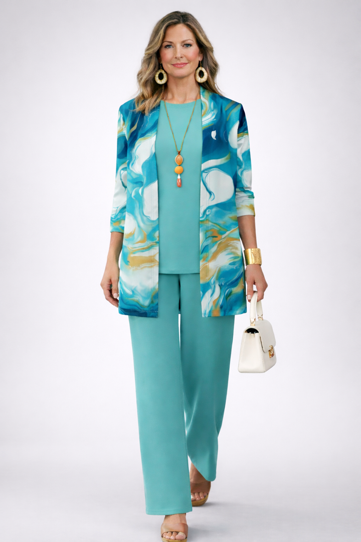 Gerda | Driedelige set in blauw