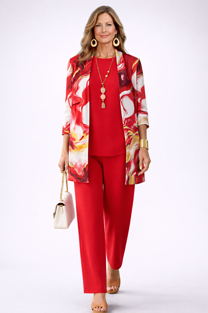 Greetje | Driedelige set in rood