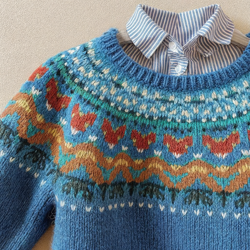 Henny | Gebreide trui met patroon in blauw