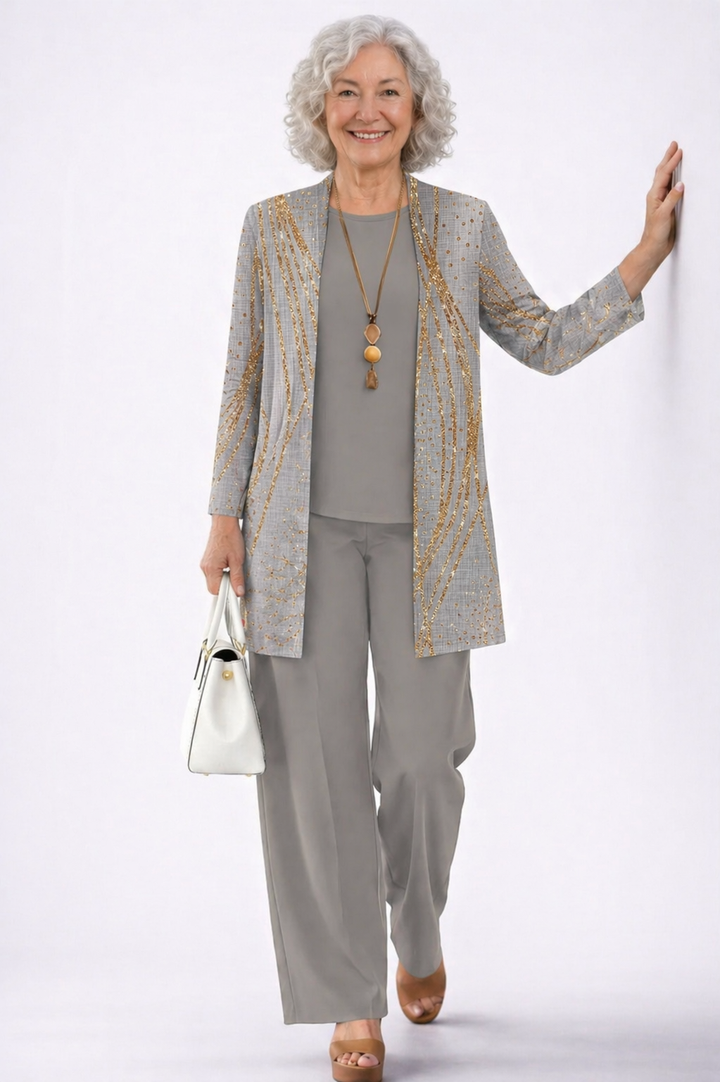 Astrid | Driedelige set in blauw en goud marmer