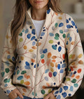 Fiona - Botanische Bladprint Zip Cardigan