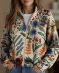 Elise - Botanische Tuin Bloemen Zip Cardigan